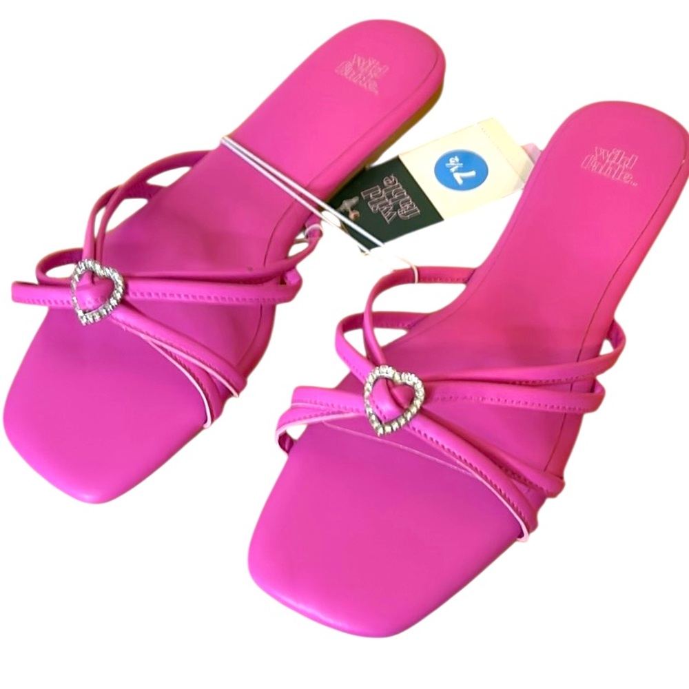 Pink Strappy Sandals with Heart Detail
